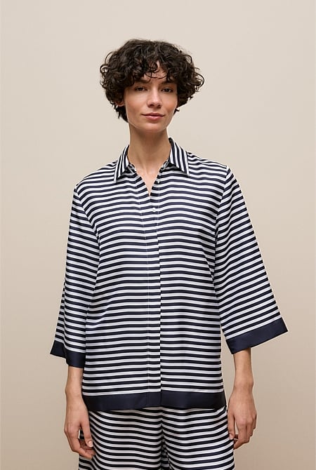 Silk Twill Stripe Shirt
