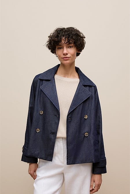 Denim Cropped Trench