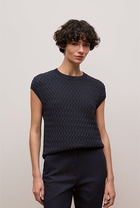 Cotton Knit Sleeveless Tunic