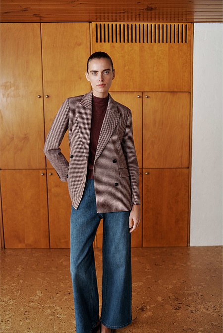 Puppytooth Ponte Double Breasted Blazer