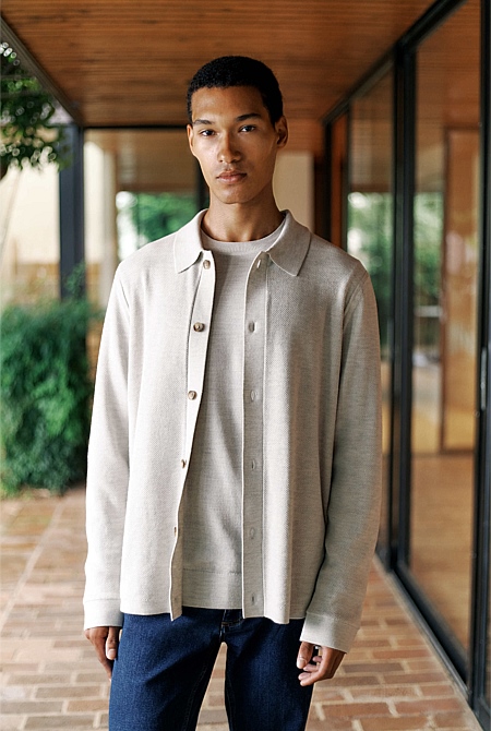 Merino Texture Knit Long Sleeve Shirt