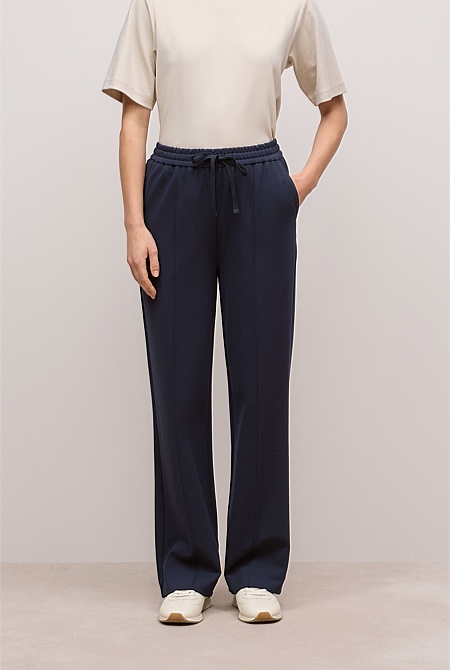 Ponte Pintucked Wide Leg Pant