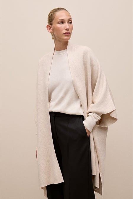 Cotton Cashmere Blend Poncho