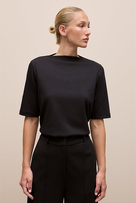 Modal Cotton High Neck T-Shirt