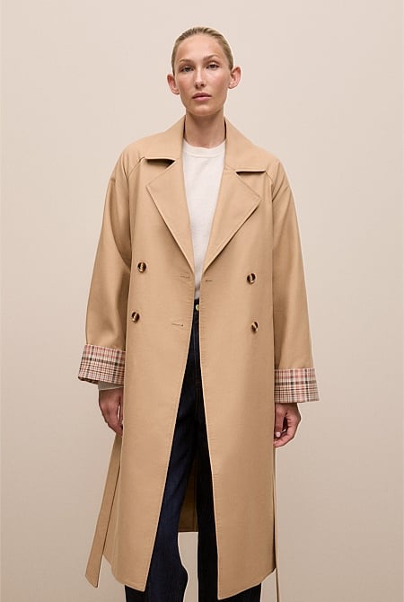 Cotton Twill Cuff Detail Trench Coat