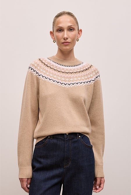 Merino Cashmere Fair Isle Crew