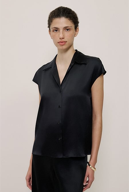 Silk Satin Cap Sleeve Shirt