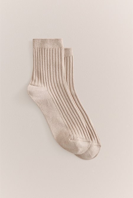 Metallic Rib Crew Sock