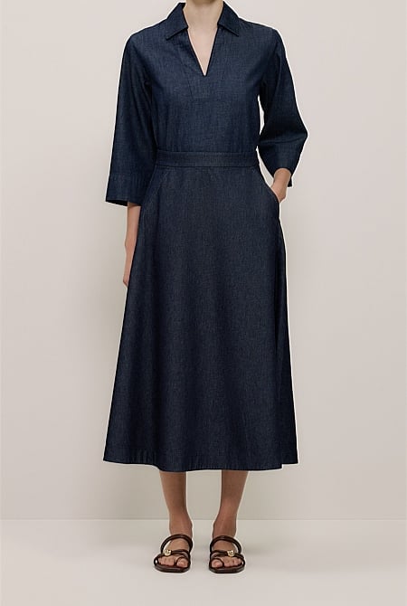 Denim A-line Skirt
