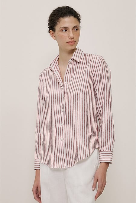 Linen End on End Stripe Shirt