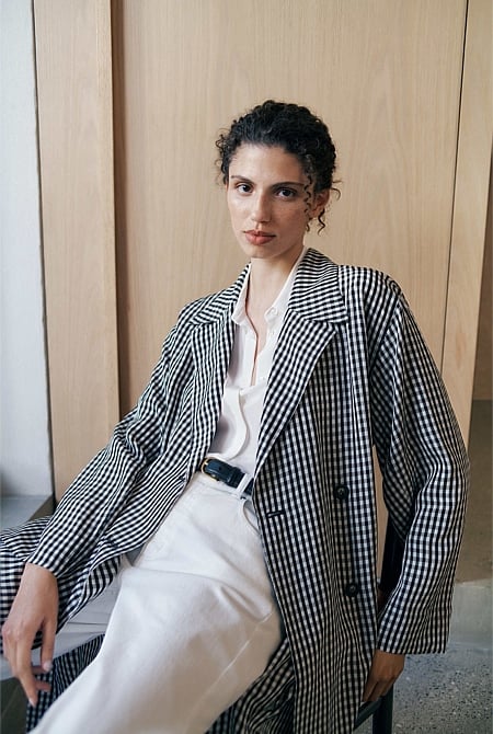 Gingham Lightweight Trench Coat