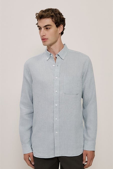 Regular Fit Yarn Dyed Linen Shirt