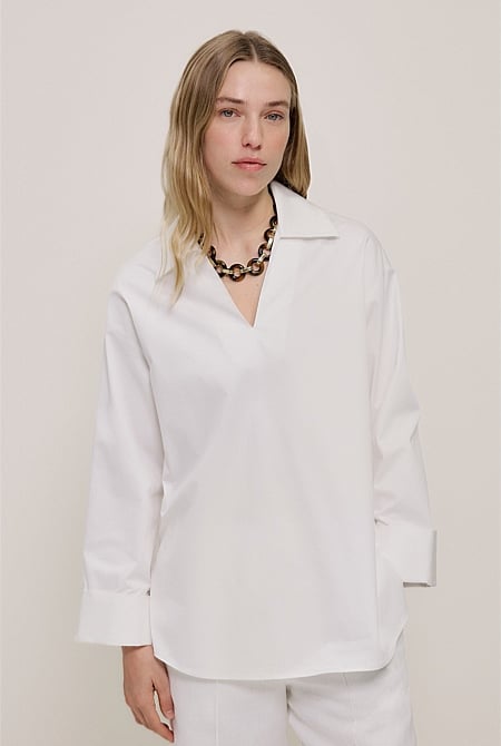 Poplin Relaxed Longline Shirt