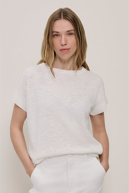 Linen Cotton Relaxed Knit T-shirt