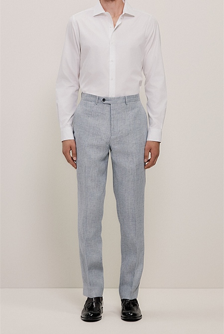 Textured Linen Straight Leg Trouser