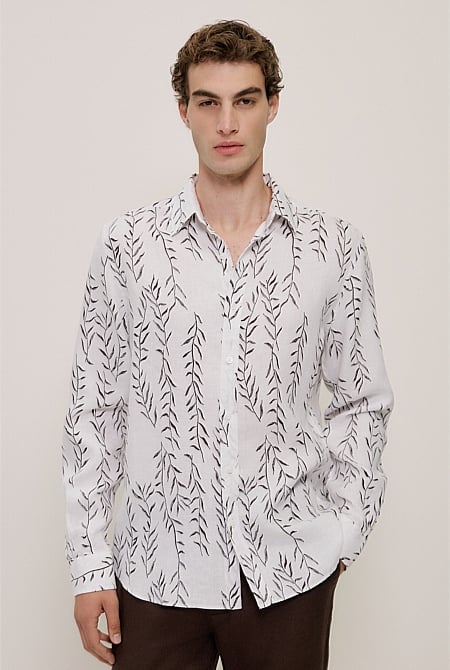 Rowan Regular Fit Linen Long Sleeve Shirt