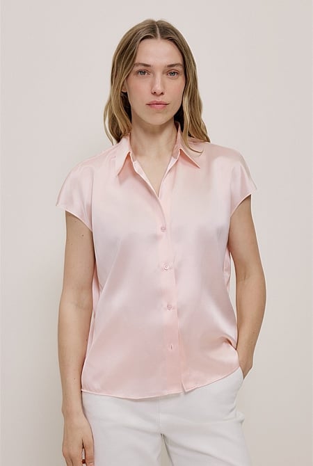 Silk Satin Cap Sleeve Shirt