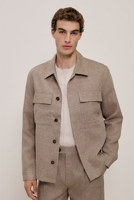 Yarn Dyed Linen Twin Pocket Jacket
