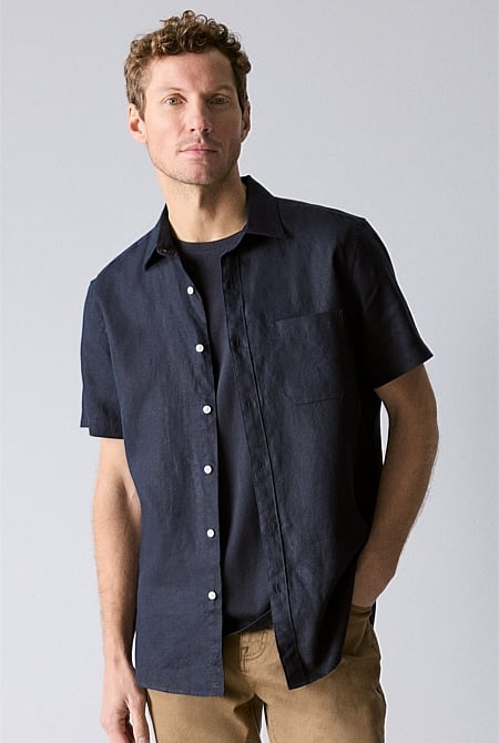 Regular Fit Linen Short Sleeve Shirt