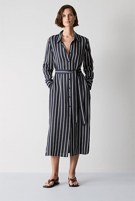 Night Sky Modal Twin Stripe Shirt Dress WOMEN Dresses Trenery