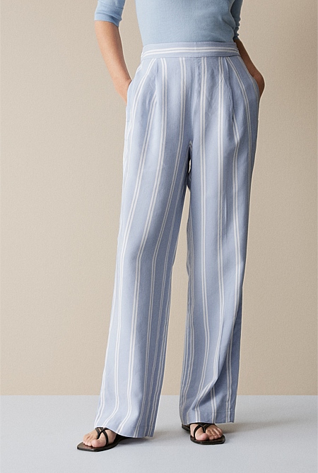 Yarn Dyed Stripe Wide Leg Pant