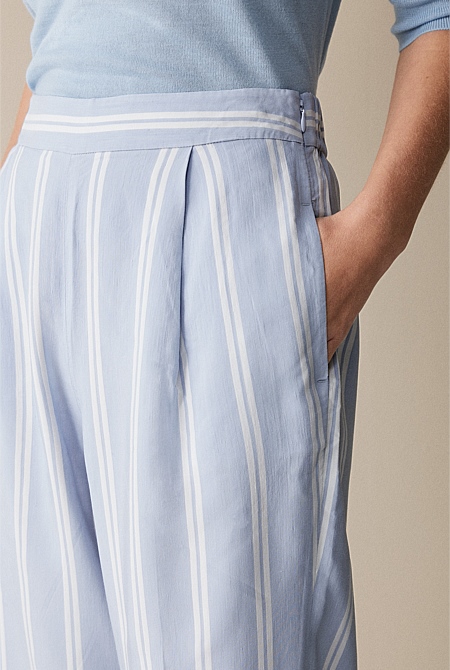 Yarn Dyed Stripe Wide Leg Pant
