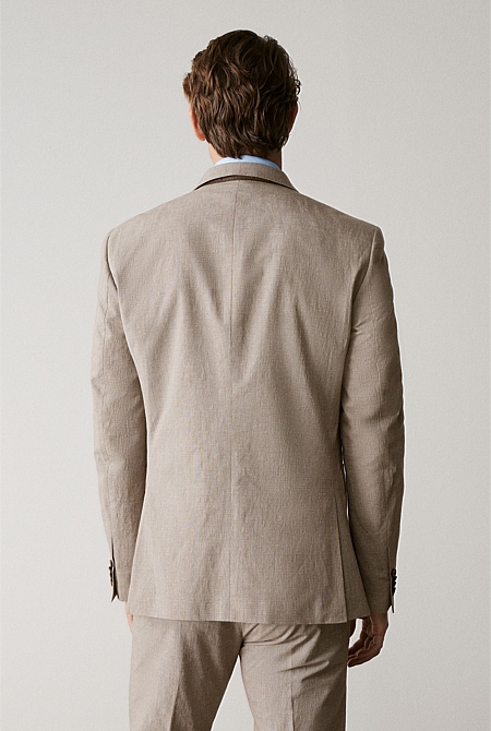 Tailored Fit Italian Cotton Linen Check Blazer
