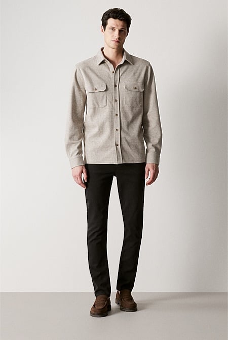 Regular Fit Cotton Wool Blend Puppytooth Overshirt