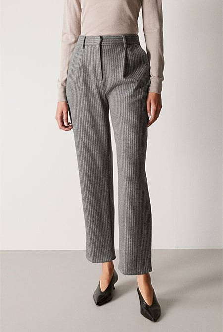 Cotton Wool Blend Pinstripe Ponte Pant