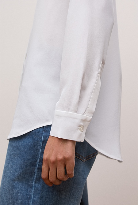 Silk Concealed Placket Shirt