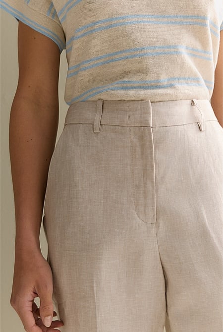 Yarn Dyed Linen Tapered Trouser