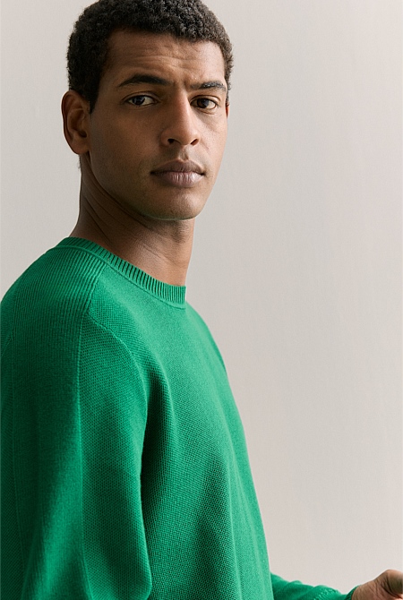 Cotton Textured Knit Crew