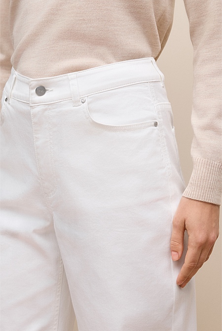 Cotton Blend Wide Leg Jean
