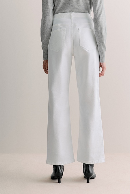 Cotton Blend Wide Leg Jean