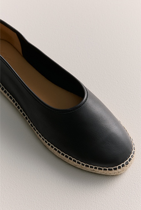 Black leather espadrille flats online