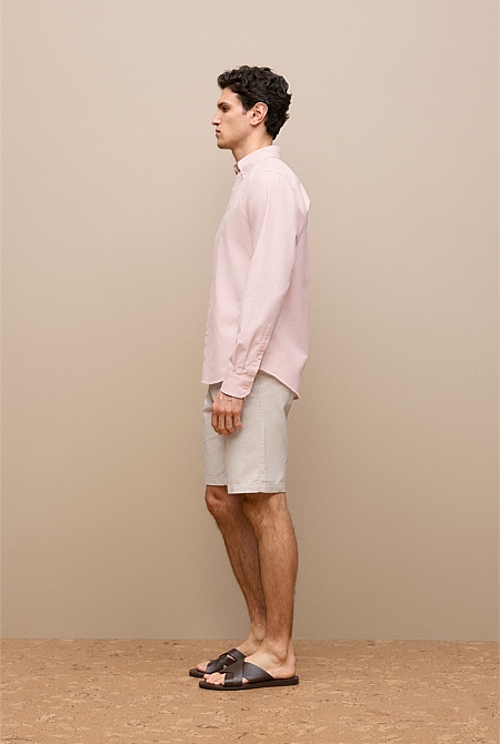 Regular Fit Yarn Dyed Cotton Monogram Oxford Shirt