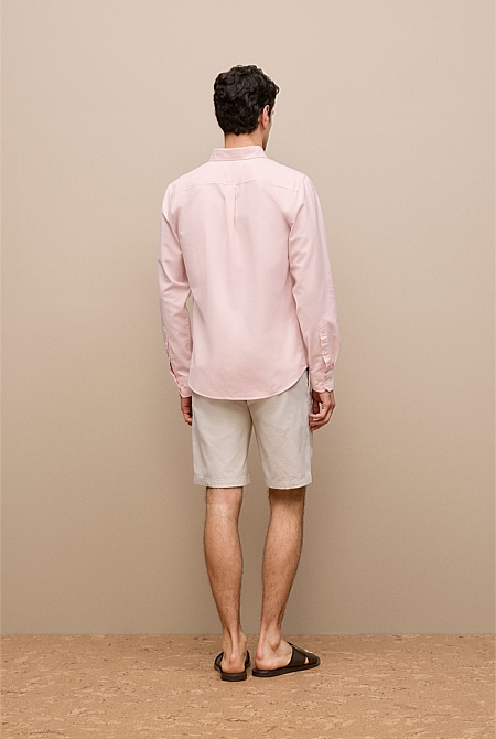 Regular Fit Yarn Dyed Cotton Monogram Oxford Shirt
