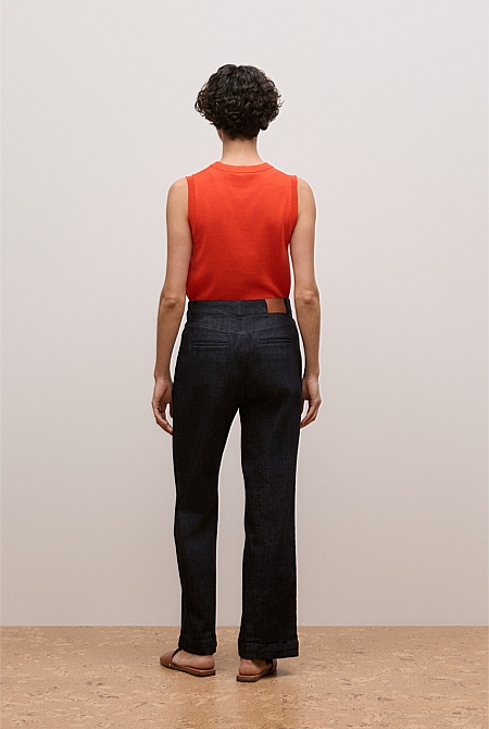 Australian Cotton Blend Denim Tailored Pant