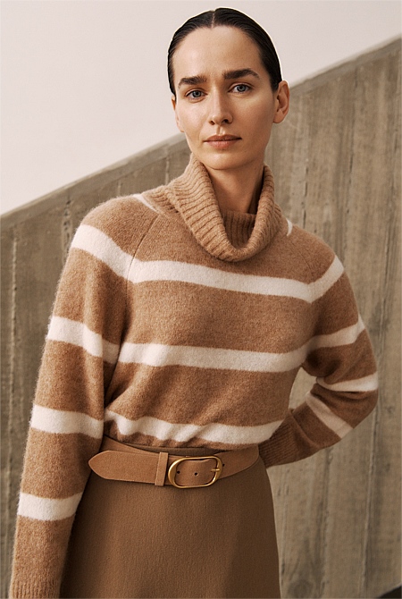 Alpaca Merino Blend Stripe Rollneck