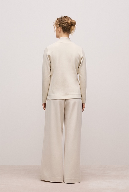 Ponte Drawcord Wide Leg Pant