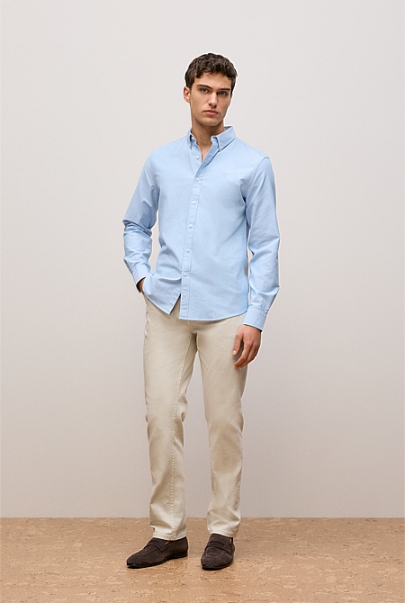 Regular Fit Yarn Dyed Cotton Monogram Oxford Shirt