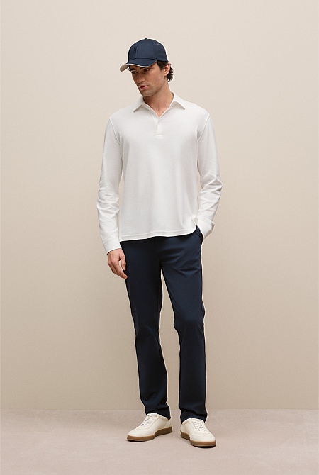 Micro Pique Monogram Long Sleeve Polo