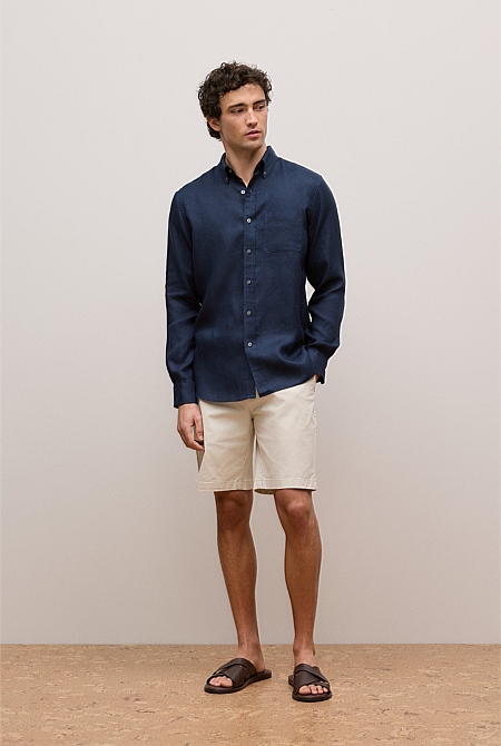 Regular Fit Linen Classic Long Sleeve Shirt