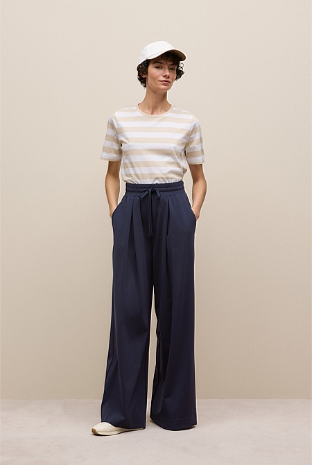 Ponte Drawcord Wide Leg Pant