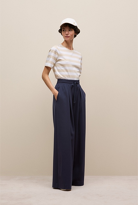 Ponte Drawcord Wide Leg Pant