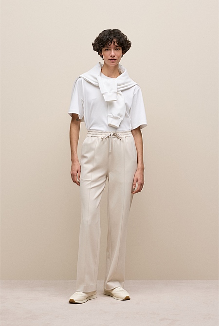 Ponte Pintucked Wide Leg Pant