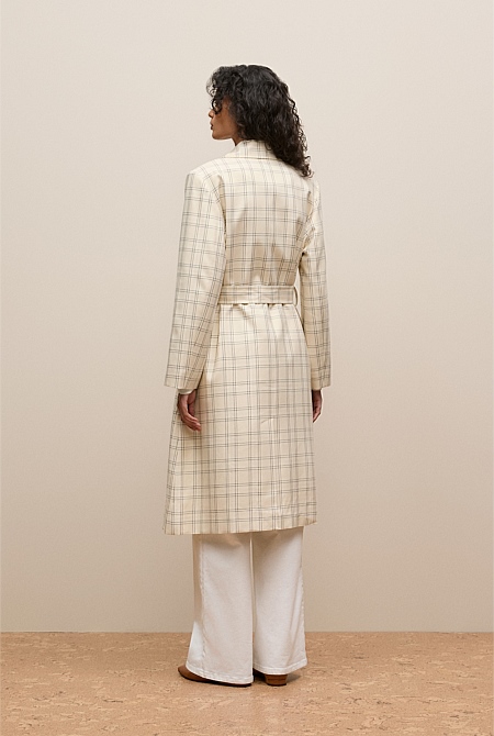 Yarn Dyed Check Trench Coat