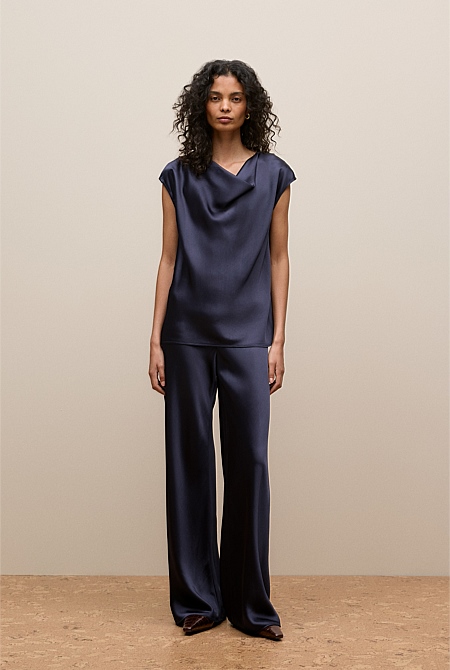 Satin Cowl Neck Blouse