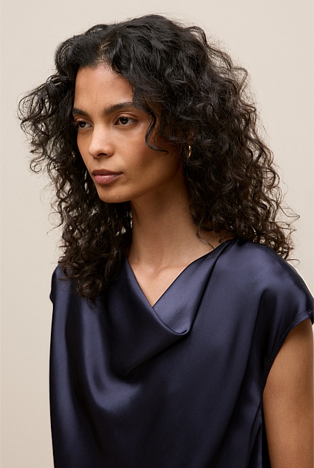 Satin Cowl Neck Blouse
