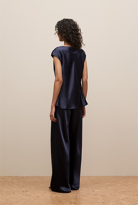 Satin Cowl Neck Blouse